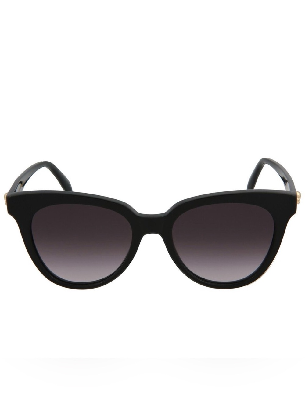Alexander McQueen Black Cat-Eye Sunglasses with Gold Skull Detail - Picture 10 of 10